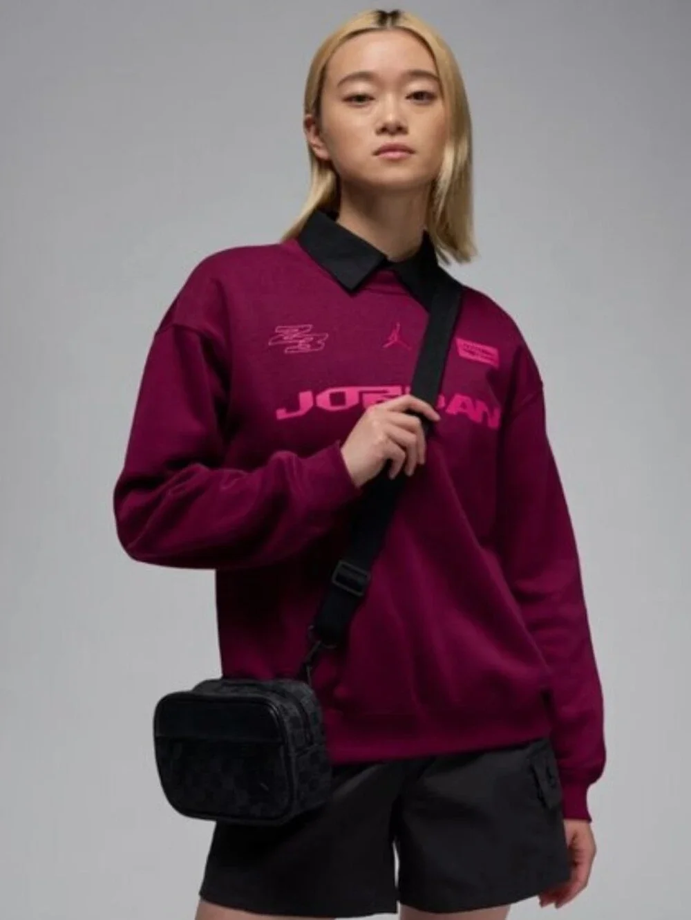 New! Jordan Jam 23 Monogram Jacquard Camara Crossbody Bag Black